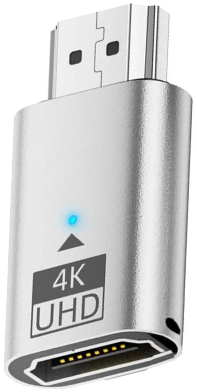 Main image of HDMI Virtual Display Adapter 4K HDMI 1.4 Male to Female Extension DDC EDID Dummy Plug Headless Ghost Emulator HDTV Compatible with Remote Desktop Laptop Silver Color (4K@60Hz)