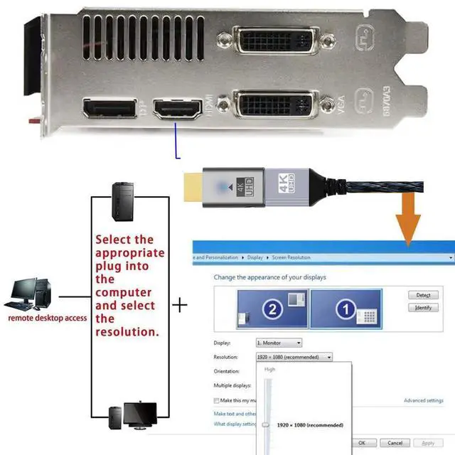 Alt view image 3 of 7 - HDMI Virtual Display Adapter 4K HDMI 1.4 Male to Female Extension DDC EDID Dummy Plug Headless Ghost Emulator HDTV Compatible with Remote Desktop Laptop Silver Color (4K@60Hz)