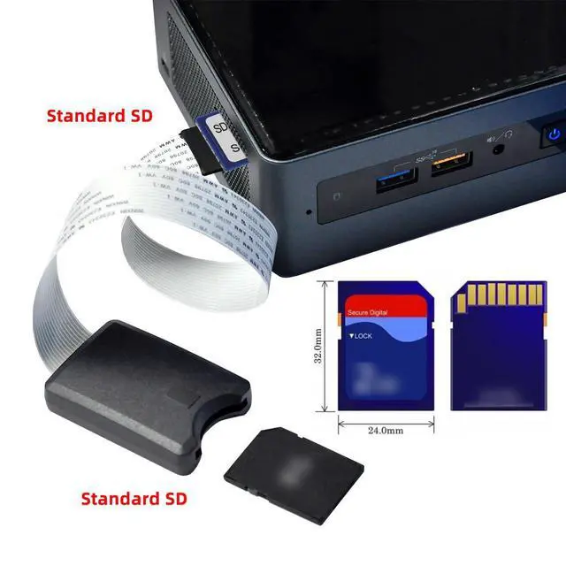 Alt view image 5 of 7 - UHS-1 Standard-SD Memory Card Kit Male to Strandard SD Card Female Extension Reader Writer Soft Flat FPC Data Cable Extender 25cm Compatible with Laptop & Phone & HDTV & GPS