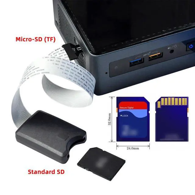 Alt view image 5 of 7 - UHS-1 Micro-SD TF Memory Card Kit Male to Strandard SD Card Female Extension Reader Writer Soft Flat FPC Data Cable Extender 25cm Compatible with Laptop & Phone & HDTV & GPS