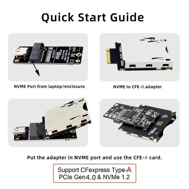 Alt view image 6 of 7 - M.2 NVMe M-Key Host to CFExpress Type-A CFA Extension Adapter M2 for CFE Support Camera Memory Card