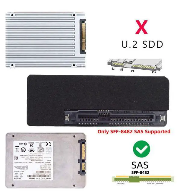 Alt view image 2 of 7 - SFF-8482 SAS 29Pin Target to 7+15 22Pin SATA Host HDD Disk Drive Raid Adapter 6Gbps with Chipset and Power Port