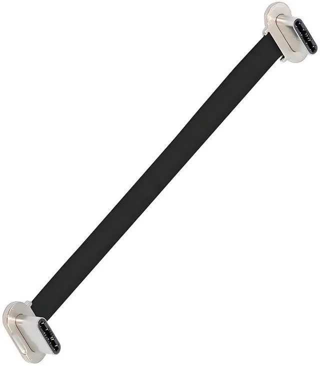 Main image of Same Direction Dual Angled Ultra Slim Flat USB-C Type C to USB-C 90 Degree Angled Connector Power USB2.0 Data Cable 65W Fast Charge Compatible with Laptop Tablet Phone (70mm)
