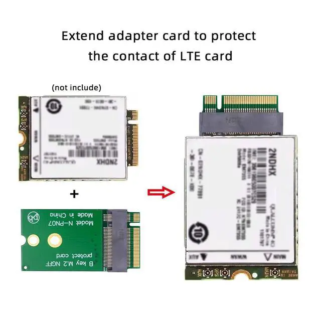 Alt view image 2 of 7 - B-Key 22x30mm to 22x42mm Male to Female Extension Adapter for 2230 SSD LTE Card