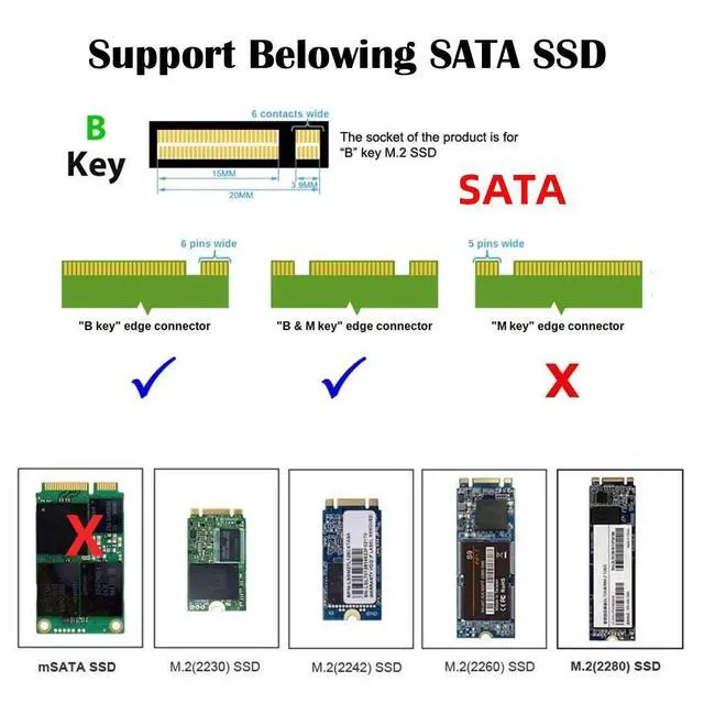 Alt view image 5 of 7 - B-Key 22x30mm to 22x42mm Male to Female Extension Adapter for 2230 SSD LTE Card
