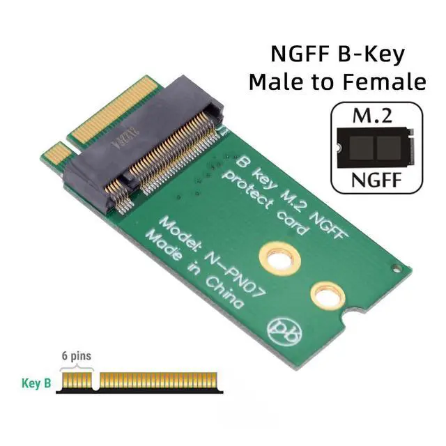 Alt view image 3 of 7 - B-Key 22x30mm to 22x42mm Male to Female Extension Adapter for 2230 SSD LTE Card