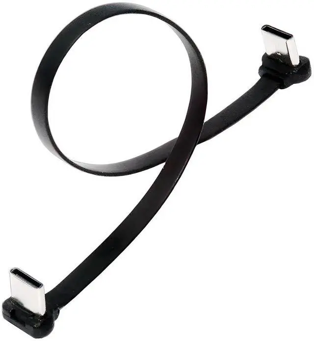 Main image of Dual Angled Same Direction USB-C Type C to USB-C Ultra Slim 90 Degree Angled Connector Flat Power USB2.0 Data Cable 65W Fast Charge Compatible with Laptop Tablet Phone (200mm)