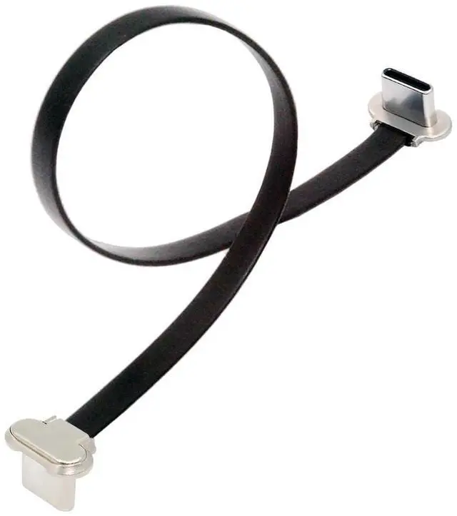 Main image of Dual Angled Different Direction USB-C Type C to USB-C Ultra Slim 90 Degree Angled Connector Flat Power USB2.0 Data Cable 65W Fast Charge Compatible with Laptop Tablet Phone (200mm)