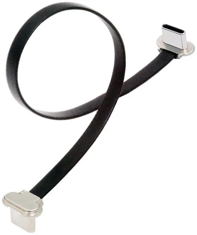 Main image of Dual Angled Different Direction USB-C Type C to USB-C Ultra Slim 90 Degree Angled Connector Flat Power USB2.0 Data Cable 65W Fast Charge Compatible with Laptop Tablet Phone (150mm)