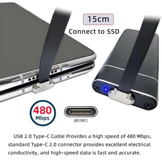 Alt view image 3 of 7 - Dual Angled Different Direction USB-C Type C to USB-C Ultra Slim 90 Degree Angled Connector Flat Power USB2.0 Data Cable 65W Fast Charge Compatible with Laptop Tablet Phone (150mm)