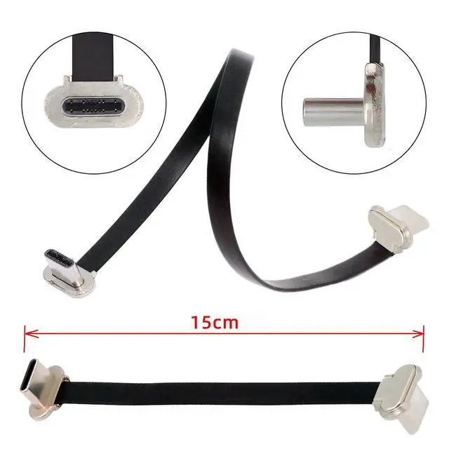 Alt view image 5 of 7 - Dual Angled Different Direction USB-C Type C to USB-C Ultra Slim 90 Degree Angled Connector Flat Power USB2.0 Data Cable 65W Fast Charge Compatible with Laptop Tablet Phone (150mm)