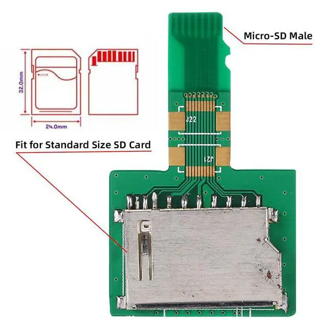 Alt view image 3 of 7 - 10pcs/Pack UHS-I TF Micro SD Male Extender to SD Card Female Extension Adapter PCBA Compatible with SD/SDHC/SDXC UHS-1 (Green PCB)