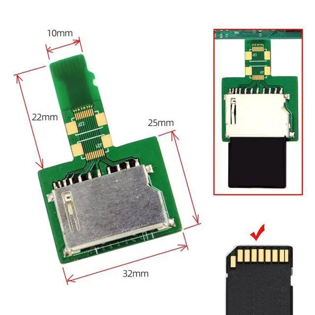 Alt view image 6 of 7 - 10pcs/Pack UHS-I TF Micro SD Male Extender to SD Card Female Extension Adapter PCBA Compatible with SD/SDHC/SDXC UHS-1 (Green PCB)