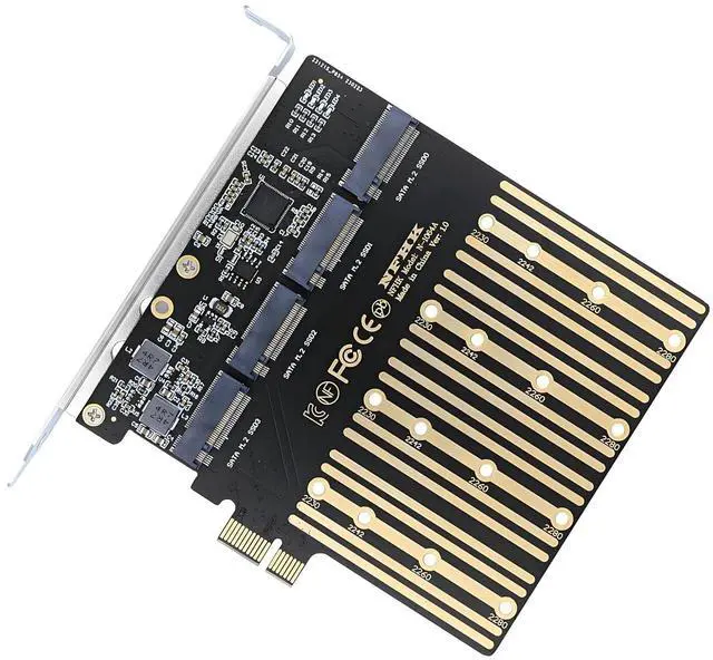 Main image of Four SATA NGFF Key B+M SSD to PCI-Express 1x Mainboard Desktop Adapter Converter SSD Card ASM1064 2280