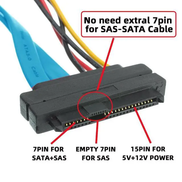 Alt view image 4 of 6 - SAS Cable SFF-8482 SAS 29 Pin to SATA 22Pin Hard Disk Drive Raid Extension Cable Unidirectional (No Integrated Chips) with IDE 4Pin Power Port (70cm)