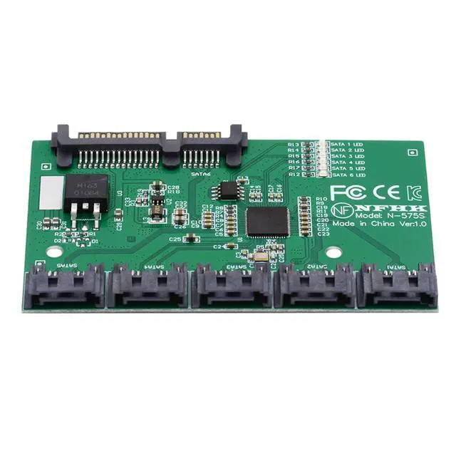 Alt view image 3 of 7 - SATA 3.0 6Gbps SSD 1 to 5 Splitter Ports HUB Adapter Converter PM Port Multiplier Selector JMB575 Chipset