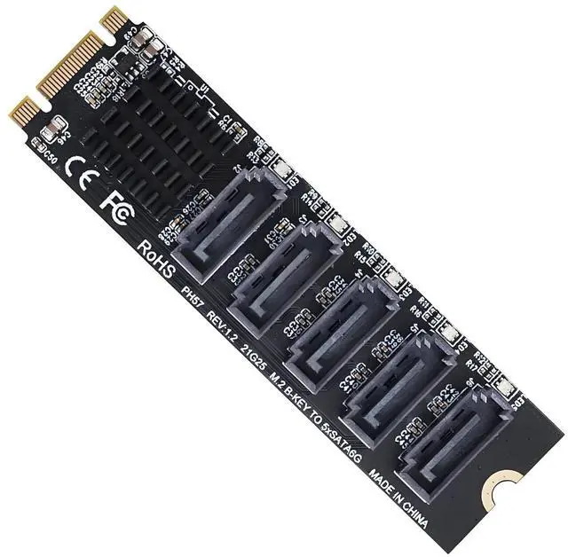 Main image of Key B+M NGFF to SATA 3.0 6Gbps SSD 5 Ports Adapter Converter PM Multi Port Select JMB575 2280