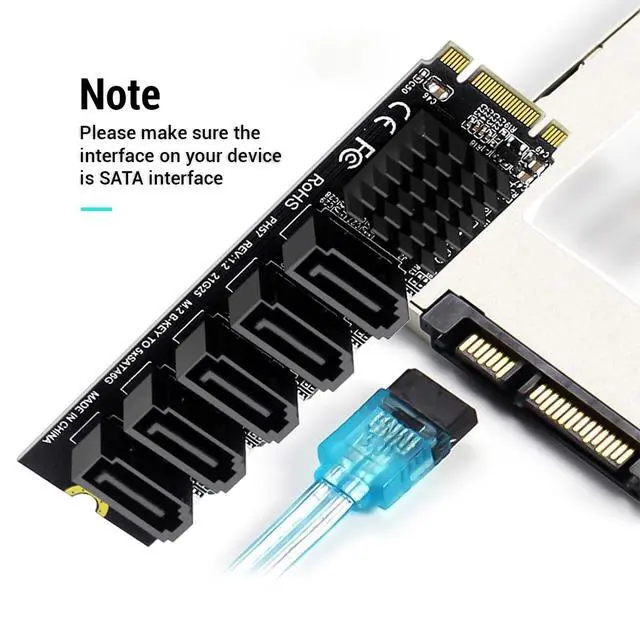 Alt view image 6 of 7 - Key B+M NGFF to SATA 3.0 6Gbps SSD 5 Ports Adapter Converter PM Multi Port Select JMB575 2280