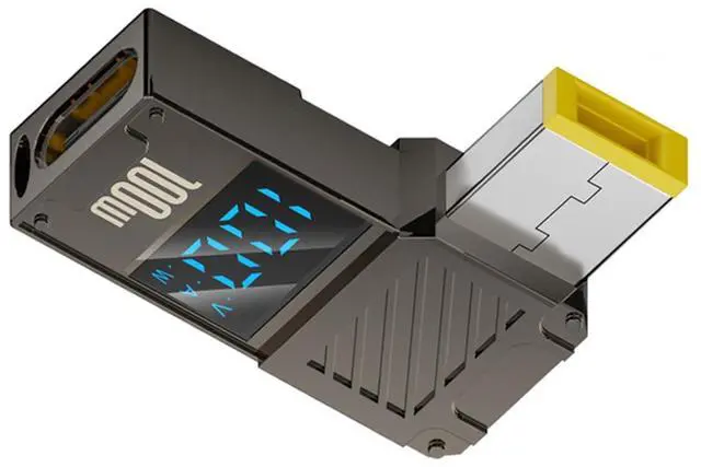 Main image of Type-C Adapter USB Female Input to Rectangular DC Jack with Smart LED Display Power 20V 5A PD Charge 100W 65W Adapter for Thinkpad X1 Legion Y7000P Laptop 54Y8925 00PC759 EdgeE440 E400 T440p x250