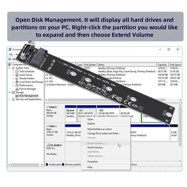 Alt view image 6 of 7 - Single Oculink SFF-8612 SFF-8611 to M.2 Kit NGFF M-Key to NVME PCIe SSD 2280 22110mm Adapter for Mainboard