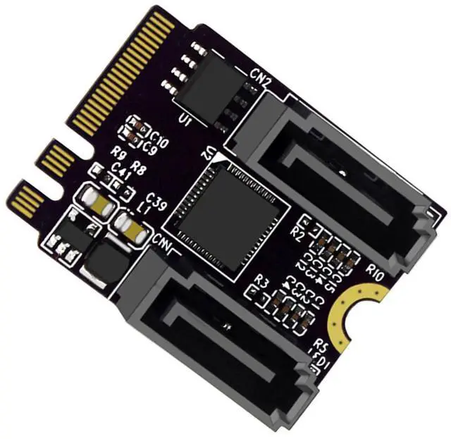 Main image of Key A+E PCI Express to SATA 3.0 6Gbps Dual Ports Adapter Converter Hard Drive Extension Card JMB582 2230,SATA PM Multiplier Port Selector