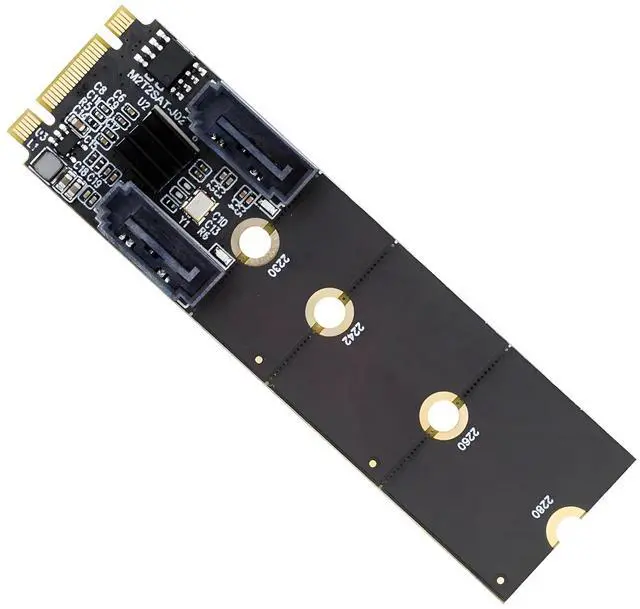 Main image of Key B+M PCI Express to SATA 3.0 6Gbps Dual Ports Vertical Adapter Converter Hard Drive Extension Card SATA PM Multiplier Port Selector JMB582 2230 2242 2260 2280
