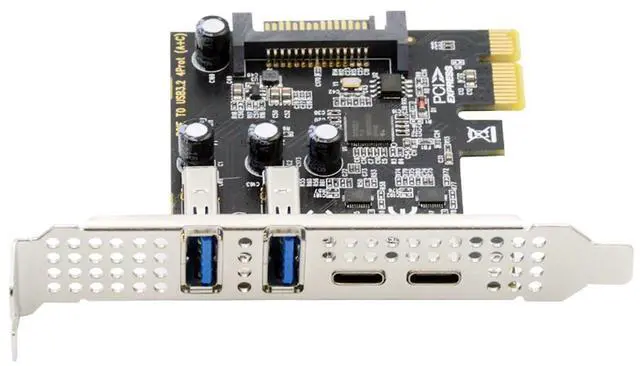 Main image of 5Gbps USB3.1 Gen1 Dual Type-A & Type-C USB-C Female to PCI-E Express 1x Card Adapter uPD720201 with Low Profile Bracket