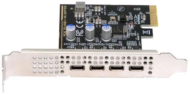 Main image of USB3.1 Gen1 5Gbps Four Ports Type-C USB-C Female to PCI-E Express 1x Card Adapter uPD720201 with Low Profile Bracket