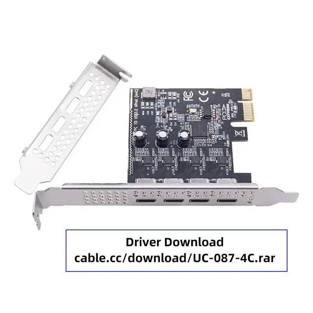 Alt view image 3 of 7 - USB3.1 Gen1 5Gbps Four Ports Type-C USB-C Female to PCI-E Express 1x Card Adapter uPD720201 with Low Profile Bracket