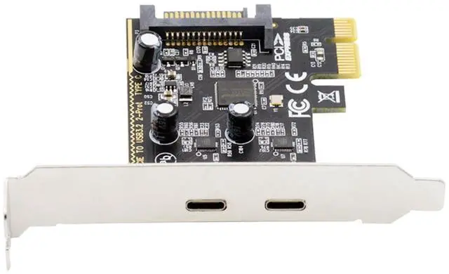 Main image of 5Gbps USB3.1 Gen1 Dual Type-C USB-C Female to PCI-E Express 1x Card Adapter ASM1042 Chipset with Low Profile Bracket