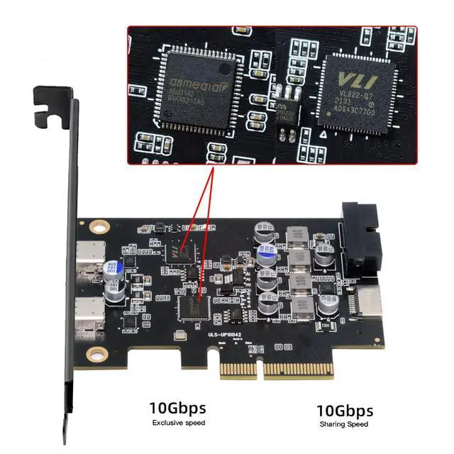 Alt view image 4 of 7 - 10Gbps Type-E USB 3.1 Front Panel Socket & USB3.0 19Pin/20Pin & Dual Type-C USB-C to PCI-E Express Card Adapter ASM3142 VL822