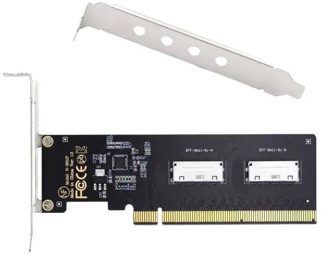 Main image of PCI-Express 4.0 PCIE 16x Detachable to Dual Oculink SFF-8612 SFF-8611 8X VROC Adapter for Mainboard SSD Graphics Card