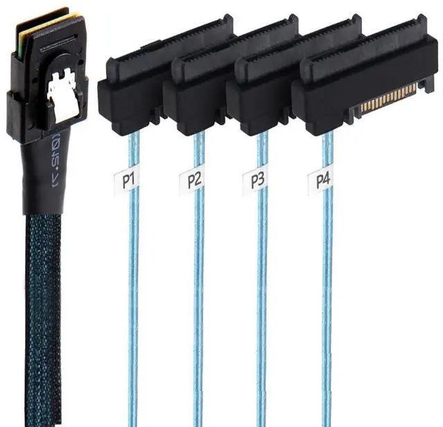 Main image of Internal 36Pin Mini SAS SFF-8087 Host Controller to 4 SFF-8482 Target SAS Hard Disk and SATA Power Breakout Fanout Cable (50cm)