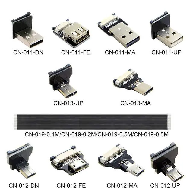 Alt view image 3 of 7 - 5pcs Standard USB2.0 Type-A Male Connector Straight Type Flat FPC 480Mbps Data Power Compatible with FPV Camera Multicopter Aerial Photography