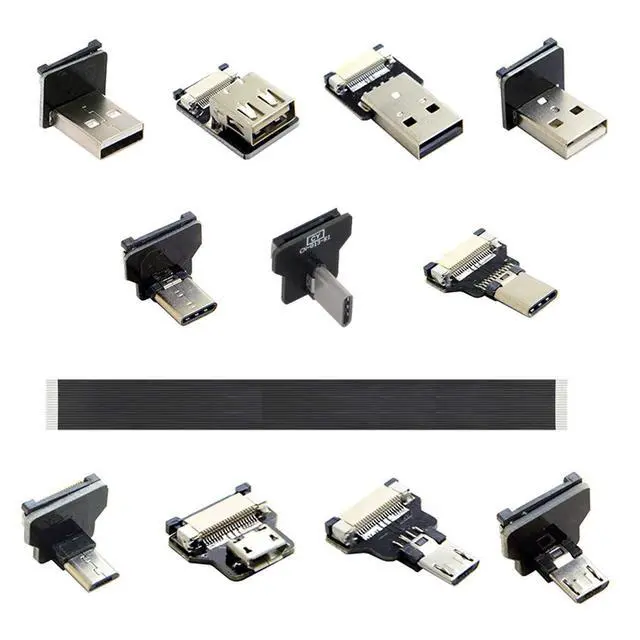 Alt view image 3 of 7 - 5pcs USB-C USB2.0 Type-C Male Connector Left Right Angled 90 Degree Flat FPC 480Mbps Data Power Compatible with FPV Camera Multicopter Aerial Photography