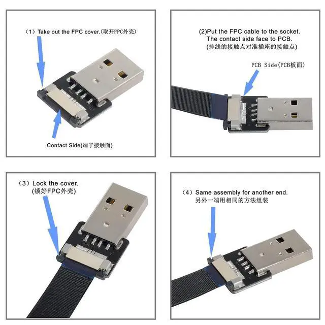Alt view image 5 of 7 - 5pcs USB-C USB2.0 Type-C Male Connector Left Right Angled 90 Degree Flat FPC 480Mbps Data Power Compatible with FPV Camera Multicopter Aerial Photography