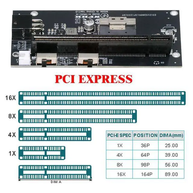 Alt view image 3 of 7 - Slimline 8X SFF-8654 74Pin to PCIE PCI-Express 16x Adapter TGX with 6Pin Power Switch Port for Mainboard Graphics Card