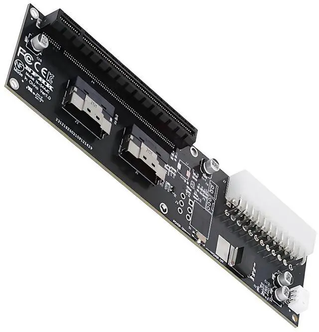 Main image of Dual Slimline 8X SFF-8654 74Pin VROC to PCIE PCI-Express 16x Adapter with 24Pin Power Switch Port for Mainboard Graphics Card