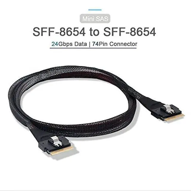 Alt view image 2 of 7 - PCI-E Slimline SAS 4.0 SFF-8654 8i 74pin Host to SFF-8654 74Pin Slim SAS Target Cable 50cm