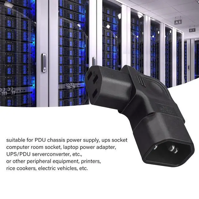 Alt view image 2 of 7 - IEC60320 C14 Male to C13 Female Power Extension Adapter AC Convertor Right Angled 90 Degree Connector