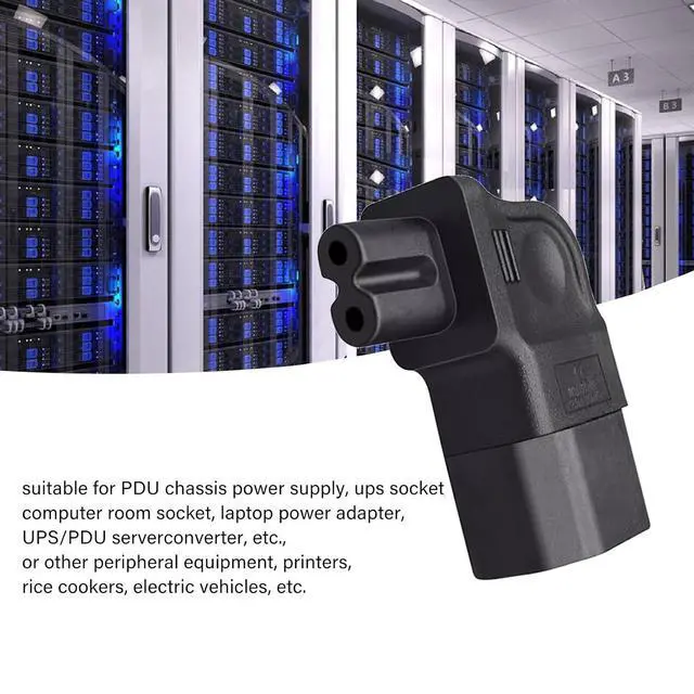 Alt view image 2 of 7 - IEC60320 C14 Male to C7 Female 2Pin Power Extension Adapter AC Convertor Right Angled 90 Degree Connector