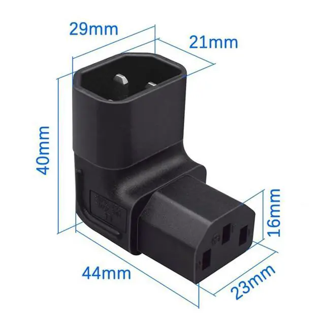 Alt view image 3 of 7 - IEC60320 C14 Male to C13 Female Power Extension Adapter AC Convertor Down Angled 90 Degree Connector