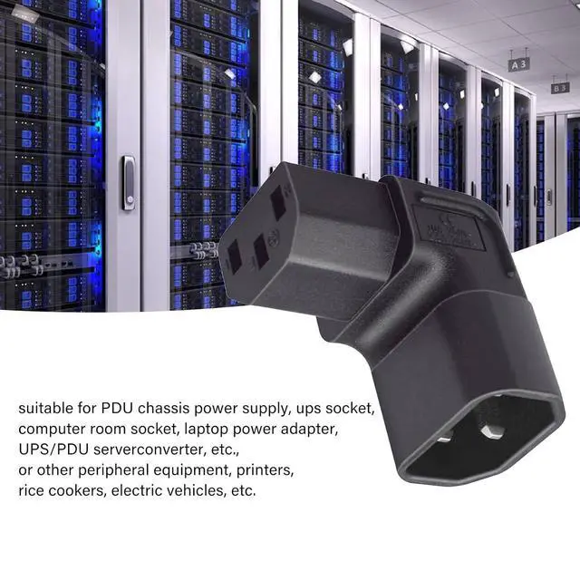 Alt view image 2 of 7 - IEC60320 C14 Male to C13 Female Power Extension Adapter AC Convertor Down Angled 90 Degree Connector