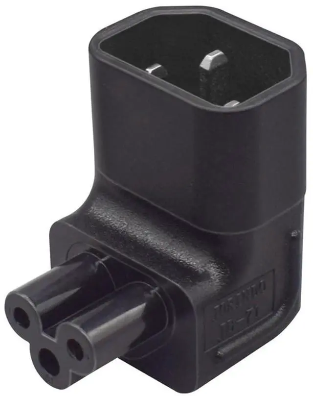 Main image of IEC60320 C14 Male to C5 Female 3Pole Power Extension Adapter AC Convertor Up Angled 90 Degree Connector