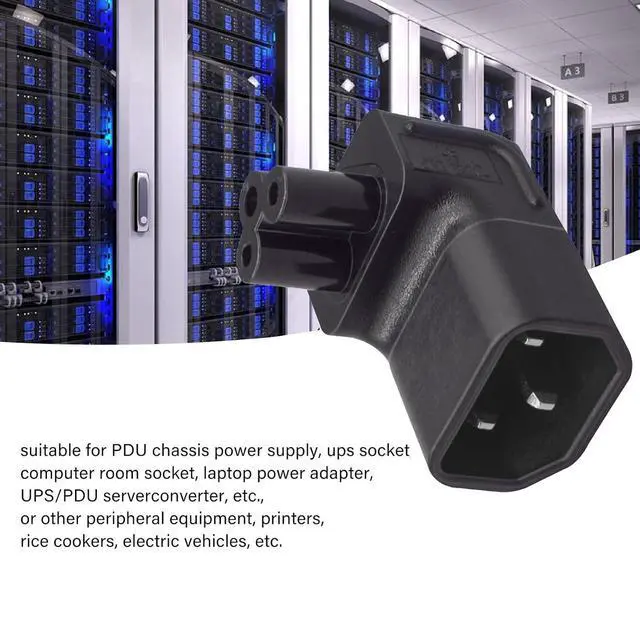 Alt view image 2 of 7 - IEC60320 C14 Male to C5 Female 3Pole Power Extension Adapter AC Convertor Up Angled 90 Degree Connector