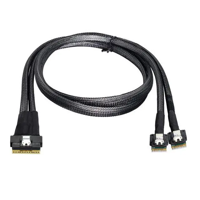 Alt view image 4 of 7 - Detachable Bifurcation Virtual Raid PCI-E Ultraport Slimline SAS Slim PCIE 4.0 SFF-8654 8i 74pin to Dual SFF-8654 4i 38Pin Cable 50cm PCI-Express