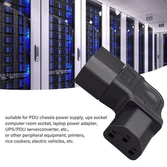 Alt view image 2 of 7 - IEC60320 C14 Male to C13 Female Power Extension Adapter AC Convertor Left Angled 90 Degree Connector