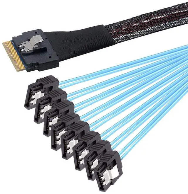 Main image of Slimline SAS 4.0 SFF-8654 8i 74pin Host Raid to 8 SATA 7pin Target Hard Disk Fanout Raid Cable 1-to-8 Splitter