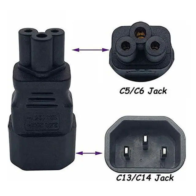 Alt view image 6 of 7 - IEC60320 C14 Male to C5 Female 3Pole Power Extension Adapter AC Convertor Straight Connector