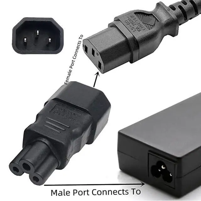 Alt view image 7 of 7 - IEC60320 C14 Male to C5 Female 3Pole Power Extension Adapter AC Convertor Straight Connector